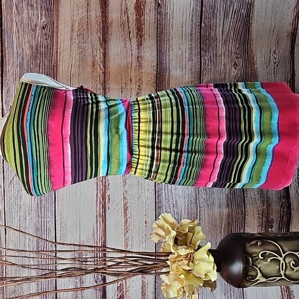 NY COLLECTION COLORFUL BOHEMEIN FESTIVAL SWEETHEART NECKLINE PULLOVER DRESS - Picture 5 of 8